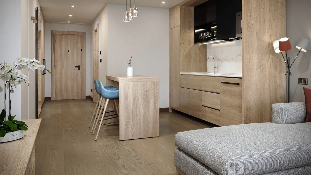 Studio suite with kitchen and dining bar