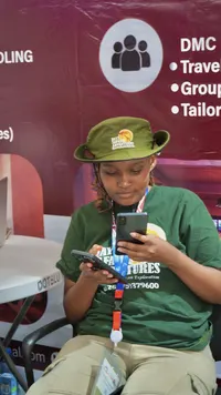 Day Safaris team member on the stand
