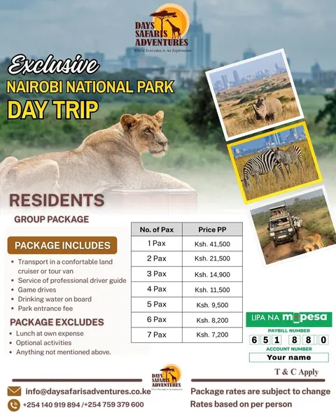 Nairobi National Park Day Trip for Residents (Group Package)