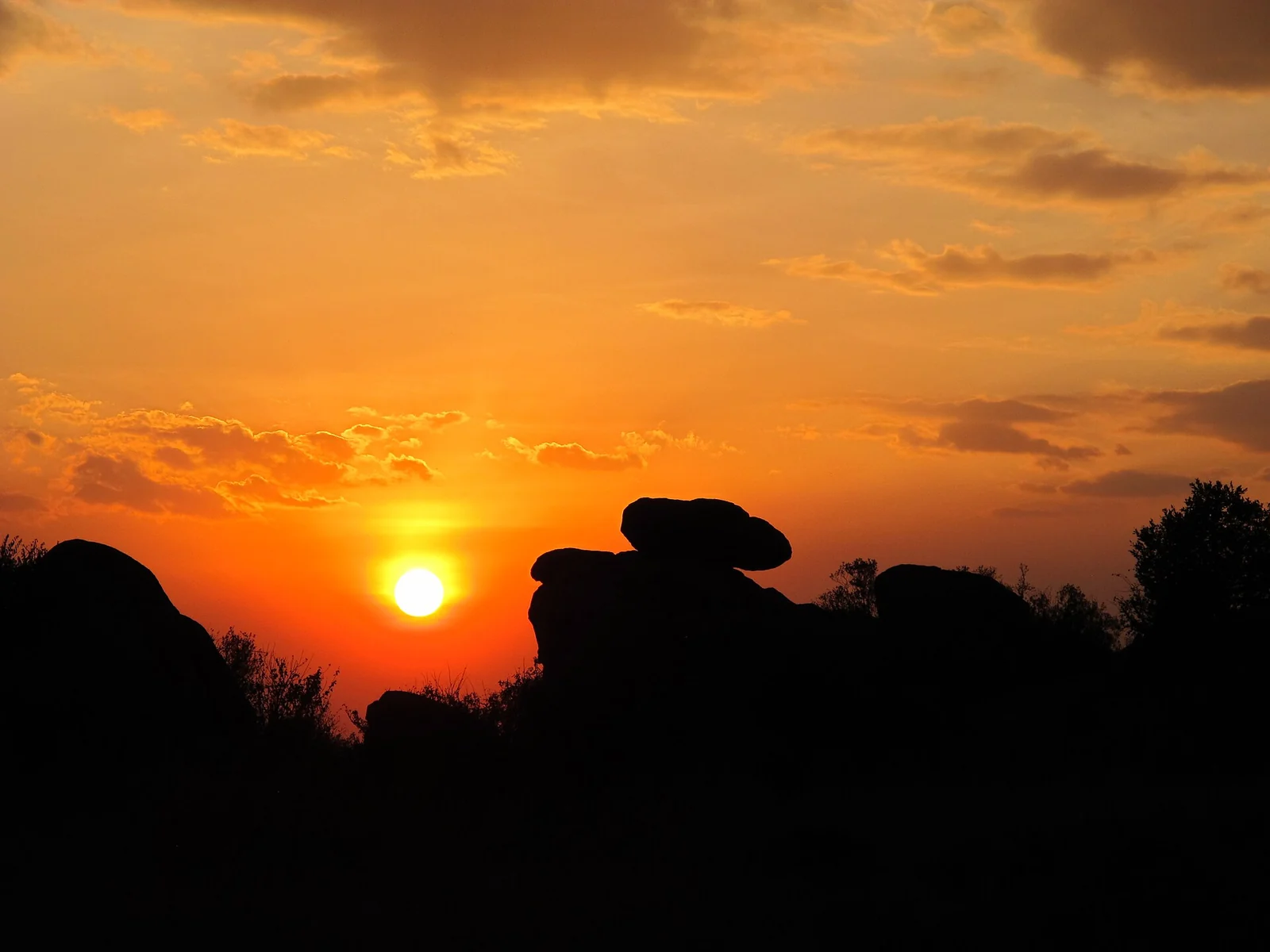 Sunset over rock formations in Serengeti National Park, Tanzania